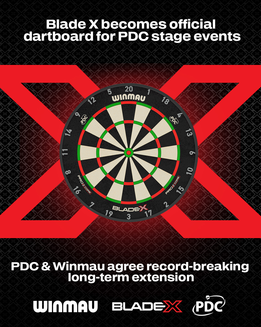 Winmau Blade X dartsbord op een PDC-podium