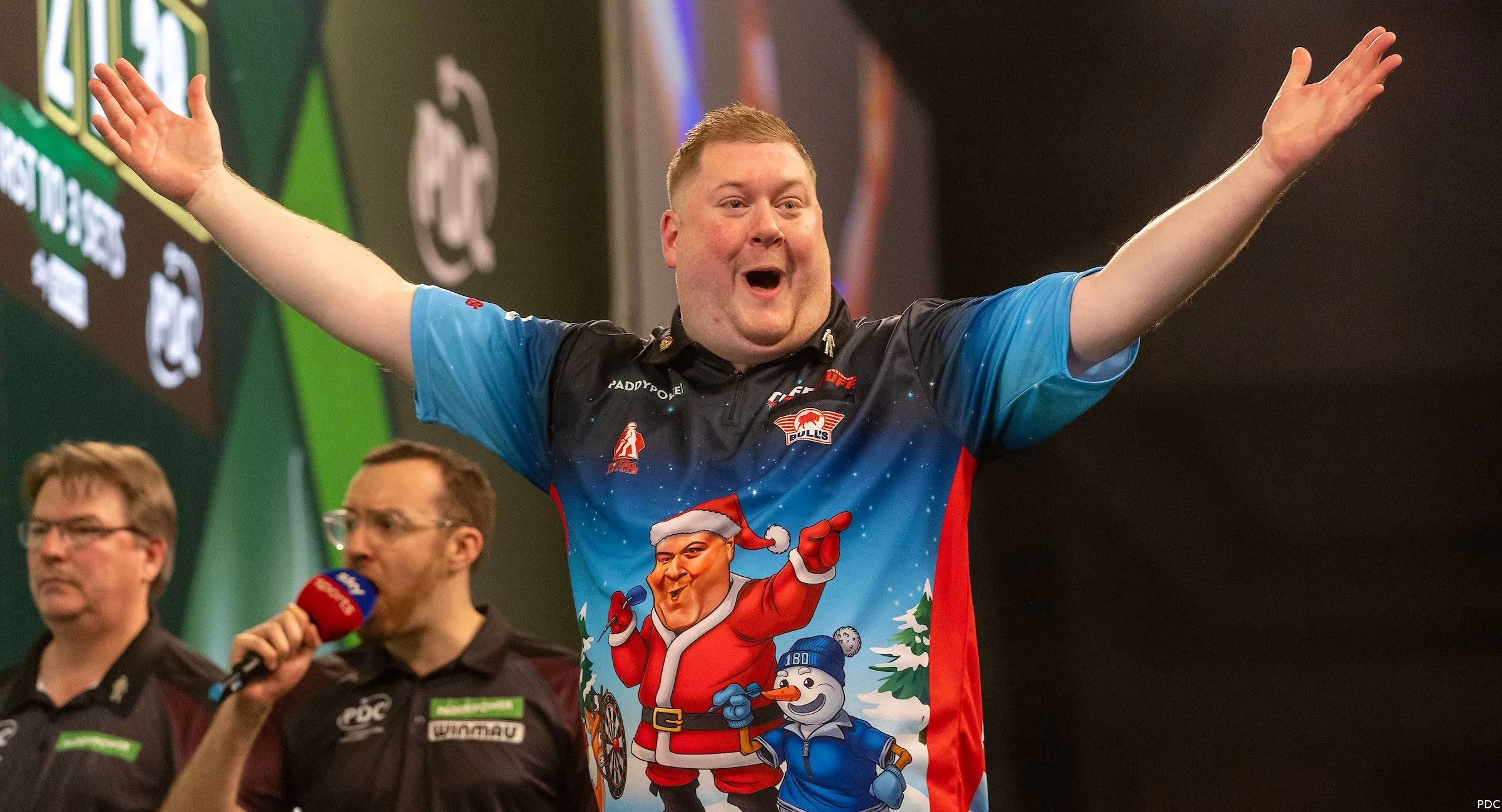 Ricky Evans tijdens een wedstrijd op het WK darts