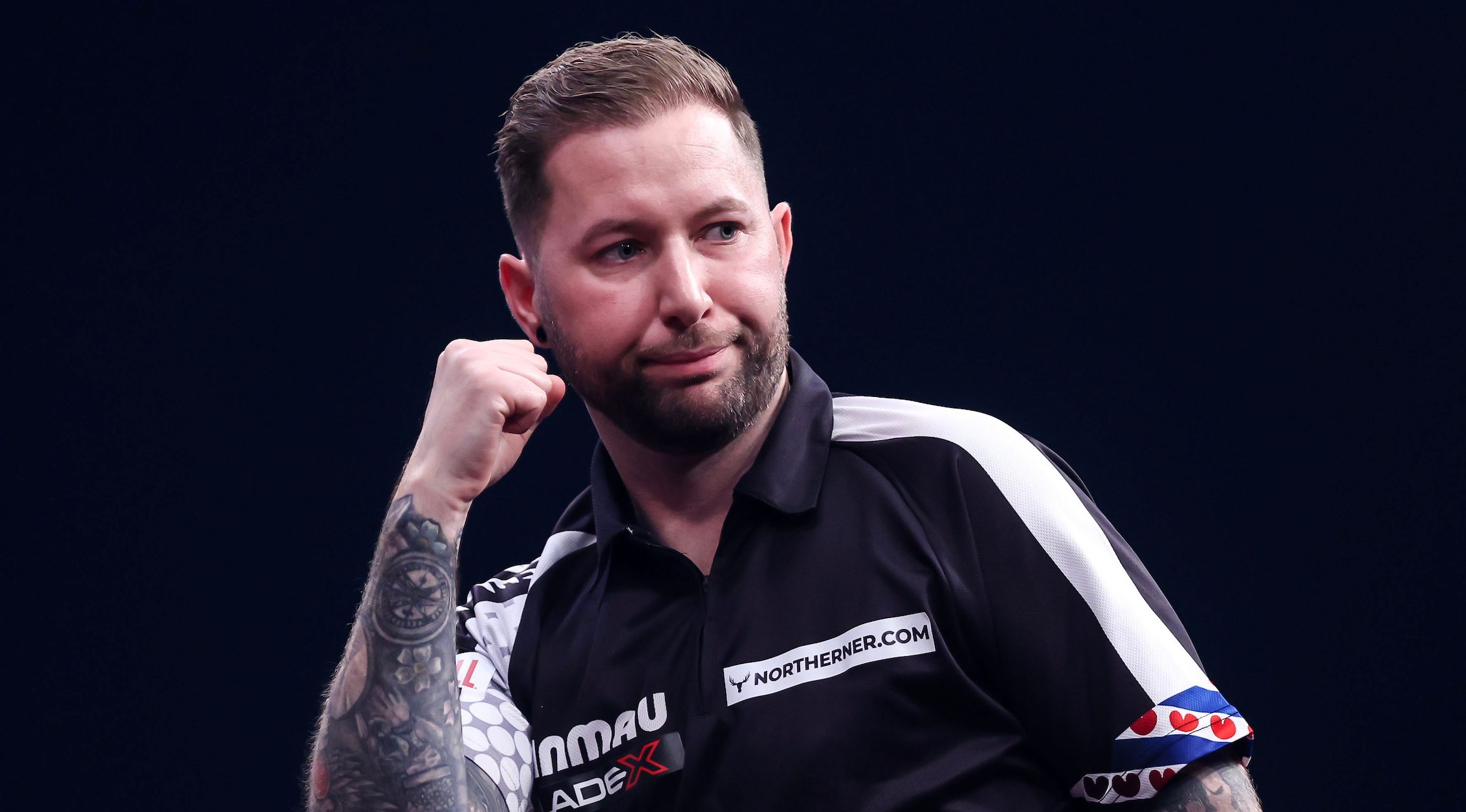 Danny Noppert tijdens zijn wedstrijd tegen Stephen Bunting op de World Masters